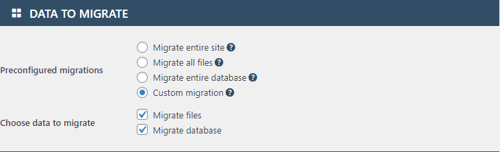 Select custom migration for faster migrations
